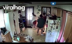 Raccoon Chases Girl Through House || ViralHog