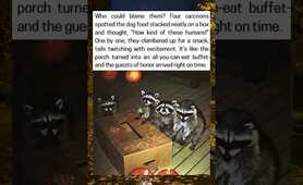 Raccoon Dinner Party on the Porch